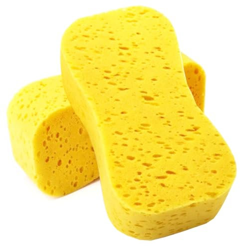 Jumbo Sponges,Car Cleaning Washing & Windows - Anti Scratch Technology, Perfect For Wheels, Windscreen & Bodywork Easy Grip Thick Foam Car Sponges (2PCS Yellow)