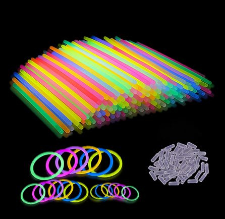 200 Glow Sticks Party Packs Adult, Glow Sticks with Connectors to Make Glow Necklaces, Glow Bracelets Adults, Neon Glow Stick for Adults, Suitable for Dance, Wedding or Party