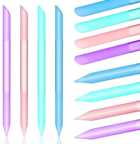 Molain 4Pcs Glass Cuticle Pusher, Dual-Ended Manicure Stick Set Crystal Cuticle Remover Tool Glass Nail File Reusable Cuticle Pusher For Professional Nails And Cuticles Care