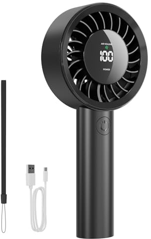 Fitabok Ventilatore Portatile USB Mini, 1-199 Velocità Regolabili, Schermo LED, Batteria 4000mAh Ricaricabile, Inclinazione 115° Regolabile, Ventola da Scrivania per Casa/Ufficio/Viaggio/Esterno, Rega