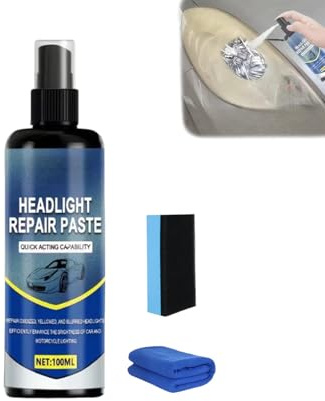 Kit spray per il ripristino dei fari auto, detergente e rigenerante per fari con panno in microfibra, rimuove ingiallimento e ossidazione, non richiede carteggiatura né attrezzi (1Pcs)