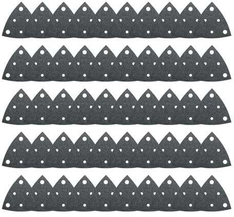 Fein Schleifblätter Korn 80, 50 Stück (gelocht, Kantenlänge 80 mm, Korund-Schleifkörner + Vollkunstharzbindung) 63717110015