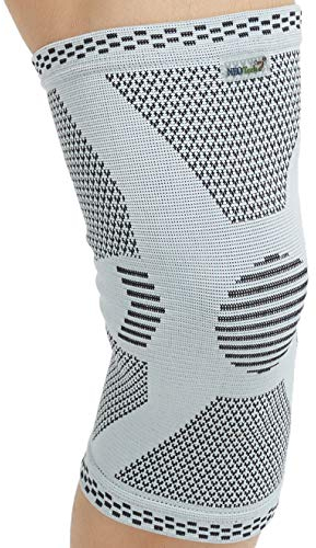 NEOtech Care Stützende Kniebandage aus Bambusfaser - Atmungsaktiv Material - für Herren/Damen (Grau, 1 Einheit, Größe M)