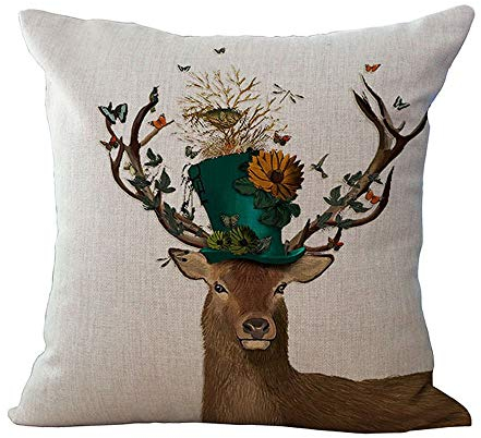 Hengjiang Kissenbezug mit Hirsch-Motiv, weicher, dekorativer Sofakissen-Überzug 05