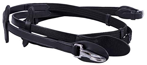 QHP Gurtzügel mit Clip Leder- und Martingalstopper (Warmblut, Schwarz)
