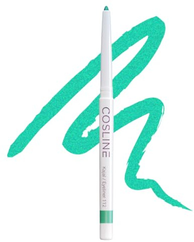 COSLINE Kajal Eyeliner Smaragd 112, Grün, Wasserfester Kajal, Verschmiert nicht, Heller türkiser Lidstrich, Weiches Auftragen, Starke Pigmentierung, Vegan, Made in Germany