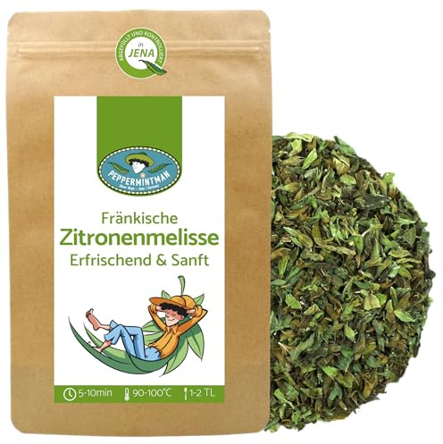 Fransk citronmeliss 60 g – aromatisk örtte från tysk odling – hela blad – törstsläckare med citronnot – peppermintman