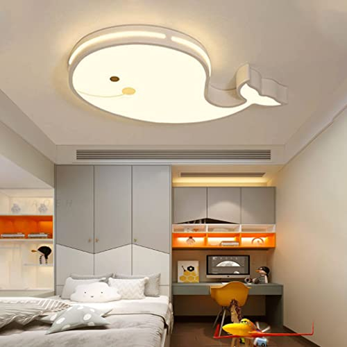 AOEH LED Kinder Deckenlampe Delphinform Deckenlampe Dimmbar Mit Fernbedienung Junge Mädchen Baby Kinder Kinderzimmer Lampen Decke Kinderzimmer Schlafzimmer Lampe Raumleuchten Kronleuchter,Weiß,50cm