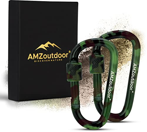 AMZoutdoor® Set Da 2 Moschettoni A Vite In Colore Mimetico Per Chiavi, Tende E Attività All'Aperto, Bushcraft, Accessori Da Outdoor, Camouflage-2