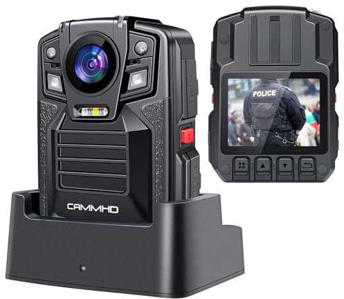 CAMMHD V8 Pro 256GB 2160P Body Cam 42MP wasserdicht Loop-Aufnahme 2 * 2200mAh Batterien mit 10 Stunden Bodycam körperkamera Polizei mit tragbarer Audio- und Videoaufzeichnung für die Tagungen/Wandern