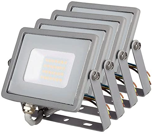 ZONE LED SET - LED Strahler Außen, 20W, 4000K Neutralweiß, 1600 Lumen, IP65, LED Fluter, Wasserdicht Scheinwerfer, Aussenleuchte, Außenstrahler für Garten, Garage, Hinterhof, Türen, Flur (4-er Pack)