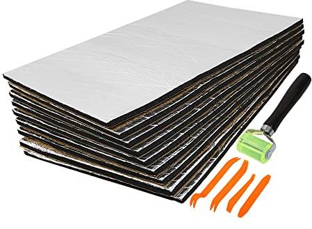 A ABSOPRO Pannelli Fonoassorbenti Adesivi 10mm ​Auto Tappetino Antirumore per Isolamento Acustico Termico con Installatore Strumento 50x30cm 20x12 (9 Set)