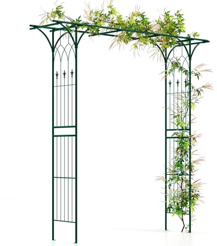 COSTWAY Rosenbåge metall, trädgårdsbåge för klätterväxter, dörrbåge trädgård, rosengaller, spaljé, rosengaller för bakgård, veranda, bröllopsfester (205 x 52 x 205 cm, grön)