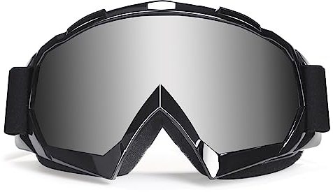abtong Motocross Brille, Crossbrille Hochwertige Motorradbrillen ATV Dirt Bike Off Road MX MTB Brill Anti Fog UV-Schutz, Verstellbarer Riemen Erwachsenen(Silberne Linsen)