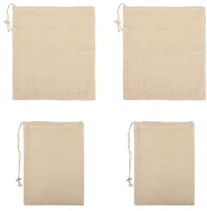 MUYAPAY 4 Pièces Etamine Alimentaire, Pochon Tissu Réutilisables, Sachet Cuisson avec Cordon, Mesh Sac à Lait Végétal, Lavable Etamine, pour la Cuisson des Légumes, Soupes, des Pois Chiches