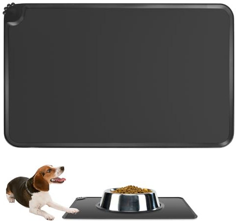 Napfunterlage Hund Katzen, 48x30cm Silikon Hundenapf Unterlage, Futtermatte Katzen Hund, Katzennapf Unterlage, wasserdichte rutschfeste Haustier Fütterung Matte Futternapf Unterlage Futternapfmatten