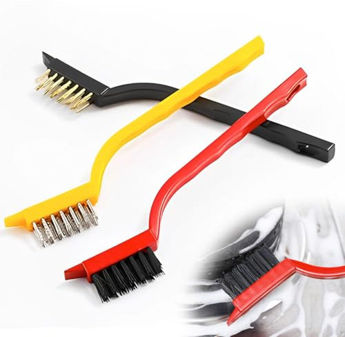 MEXRUMI 3 Piezas Cepillo Metalico,Cepillo Alambre,Cepillo De Alambre,Cepillo Metalico Limpieza,Cepillo Metalicas,Para Limpiar Cocinas Y Grietas(3 Colores)