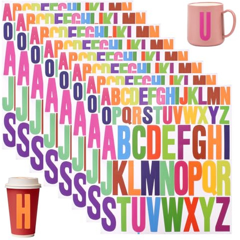 8 Fogli Adesivi con Lettere, 2 Dimensioni Lettere Adesive Autoadesive, Adesivi con Alfabeto Resistente Allo Strappo, Lettere Adesive per Scrapbooking, Biglietti D'auguri, Cassette Postali (Colore)