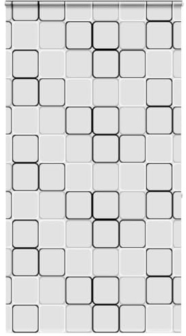Homgoday Duschrollo mit Kassette Duschvorhang Badrollo Duschrollo für Badewanne Duschrollo für Dusche und kleine Bäder mit Kassette 120x240 cm Stoffbreite 116 cm Muster de Quadrat
