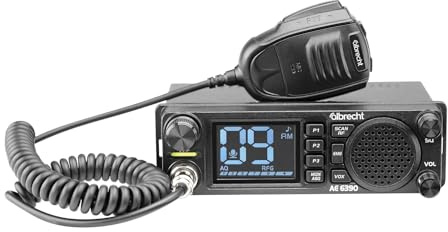 Albrecht AE 6390 CB-radio – 2,4-tums skärm, VOX-handsfree-funktion, DIN-installation, 40 AM/FM-kanaler, 2 W fronthögtalare, kanalsökning, RF-gain, inklusive mikrofon och tillbehör, svart, 12639