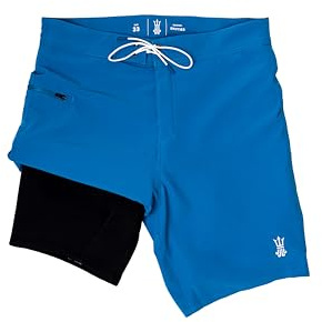 DRIFTLINE Wetsuit-Lined Boardshorts Royal Blue – Men’s Swim Trunks with Neoprene Liner 2-in-1 – Quick-Dry, Surf-Ready Fit, DWR Shell, Stretch Fabric, 38