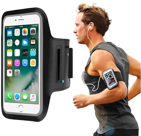 Brazalete Deportivo para Correr con Bolsa de Auriculares, Brazalete Móvil Deportivo Ajustable, Porta Movil Running Brazalete Deportivo Funda Correr con Bolsa para Airpods al Aire Libre, hasta 6,5