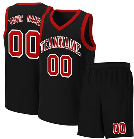 Personalisierte Basketball Trikot 2 Teiliges Set mit Jersey Shirt und Shorts für Herren/Damen/Jungen/Kinder Trikots & Shirts Adventskalender T-Shirt Herren Hose Handball Jogginghose Jungen