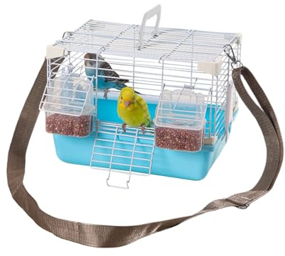 Jaula de viaje para pájaros, ligera caja de transporte para animales pequeños con bandeja extraíble, con bandeja extraíble y asa para visitas al médico de aves y suministros de animales