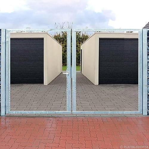 Einfahrtstor 400x180cm 2-flügelig Verzinkt ohne Füllung Tor Gartentor Hoftor mit Pfosten