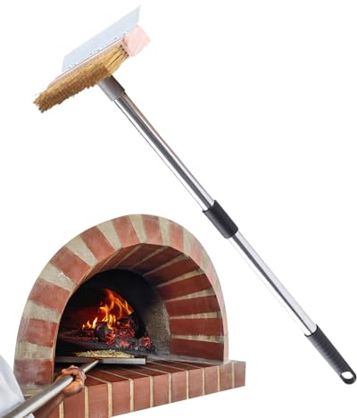 Bkljkf pizzaugnsborste, grillrengörare verktyg, grillrengöringsverktyg med halkfritt handtag för pizzaugn BBQ grill terrass trädgård bagare