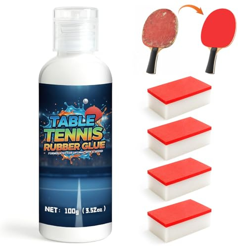 100 ml de pegamento de tenis de mesa, viene con 4 esponjas, potente unión, secado rápido, diseñado específicamente para pegar hojas de goma de tenis de mesa, apto para jugadores profesionales y