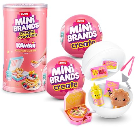 Mini Brands Mini Create Kawaii Kitchen Capsule Series 1 (2 PACK) By ZURU | Assemble & customize 10 kawaii food minis; surprise unboxing; DIY collectible craft; kids, teens & adults; collector gift