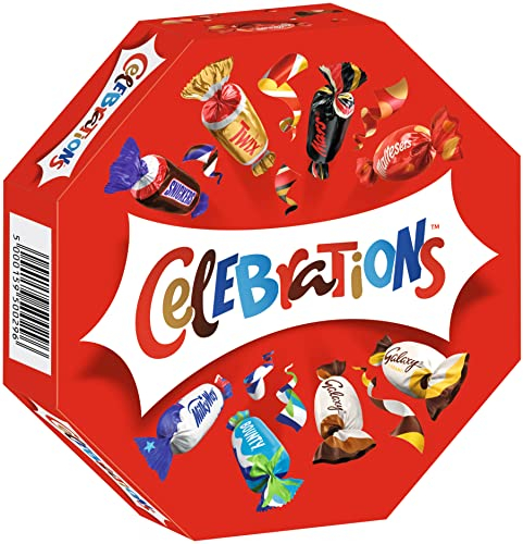 CELEBRATIONS - Coffret Cadeau Chocolat 186g - Assortiment de Mini Chocolats au Lait Individuels - Boîte Chocolats Octogonale - SNICKERS, TWIX, MARS, MALTESERS, BOUNTY et autres