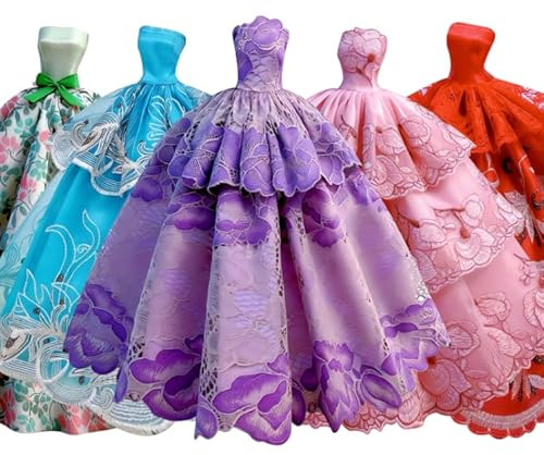 GIETIOS 5Pcs Handmade Clothes Dress for Doll Wedding Party Dresses Gown Outfit Costume Suit for 11.5 inch Dolls Random Style