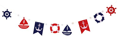 Banner Shiff Rettungsring Form Girlande Nautische Deko Hängendeko für Geburtstag Hochzeit Party (Blau und Rot)