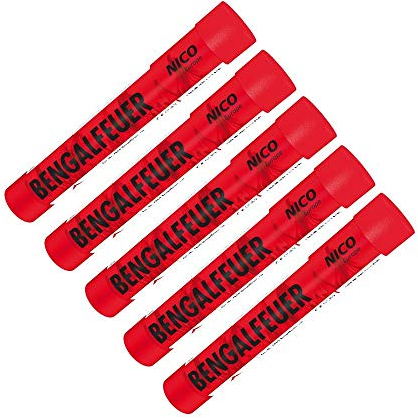 Bengalfeuer Rot 5 St?ck Bengalfeuer Nico Bengalen Bengalo Feuerwerk (ROT, 5)