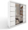 ML Furniture C5 Schiebetüren Kleiderschrank 150 x 200 x 58 cm mit Spiegel - Schlafzimmermöbel, Aufbewahrung - Mehrzweckschrank - Farbe: Weiß - 2 Schiebetüren