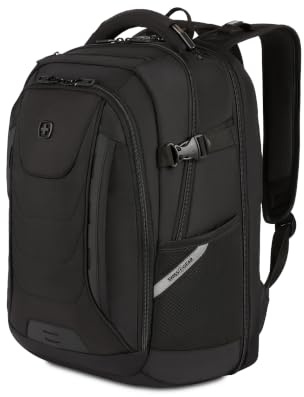 SwissGear Travel Tech Pro Laptop Backpack – Fits Laptops up to 16” – ScanSmart TSA-Friendly Backpack with Multiple Organizer Pockets – Black