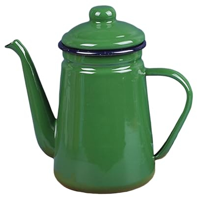 Gralara Bollitore per tè smaltato Piano cottura Teiera spessa, scaldalatte, vintage, bollitore per acqua Bollitore per caffè da 1,1 litri per cucina casa, Verde