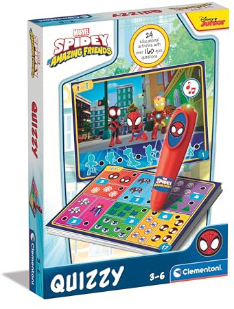 Clementoni Sapientino - Penna Interattiva Quizzy Marvel Spidey Amazing Friends, Gioco Elettronico Interattivo con Schede Educative per Bambini 3 Anni, Batterie Incluse, Made in Italy, 16805