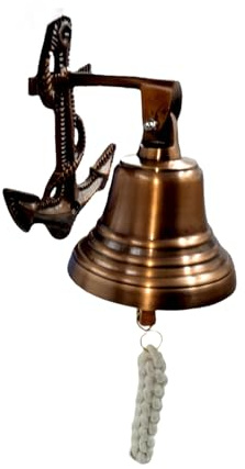 6 Decorative Metal Door Bell, Anchor Ship Bells - Large Dinner Call Bell Indoor Outdoor Wall Mount Decorative Bell Loud House Bell for Door Pub Office