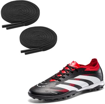 TwizzTop Thin Flat Football Laces,4mm ShoeLaces for Trainers Tennis Shoes, 2 Pairs Repalcement Laces for Running Shoes Skate Boots,Black 140cm