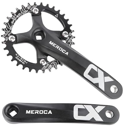 Mountain Bike Crankset, MTB Square Taper Crankset with 170mm Arm 104 BCD, Compatible with Single Speed Bicycle and 8/9/10/11 Speeds Bicycles, Optional 32T/34T/36T/38T/40T/42T Chainring Crank Set (34T)