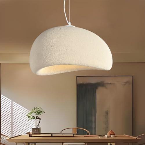 NOCHX Creative Wabi Sabi Style Lampe Suspendue E27 Lustre En Polystyrène Lumières Suspendues Réglables En Hauteur Modernes Et Simples Adaptées Au Salon Salle À Manger Cuisine(Beige,50cm)