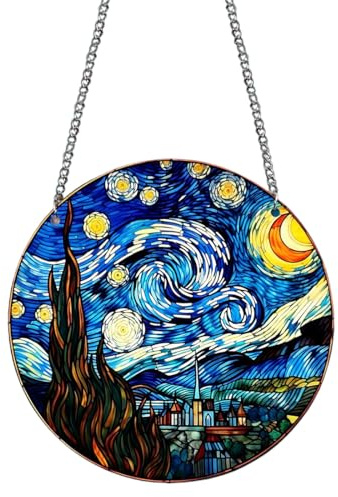 Atrapasol de acrílico con pintura de Van Gogh. Decoración para ventanas, ideal para interiores y exteriores, salas de estar, ventanas, balcones y jardines.