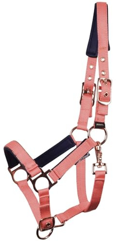 JA Horse JA4041 - Cabezal de potro Pepper – Cabestro ajustable para potro con acolchado de neopreno en cuello y nariz (rosa coral, mini potro)