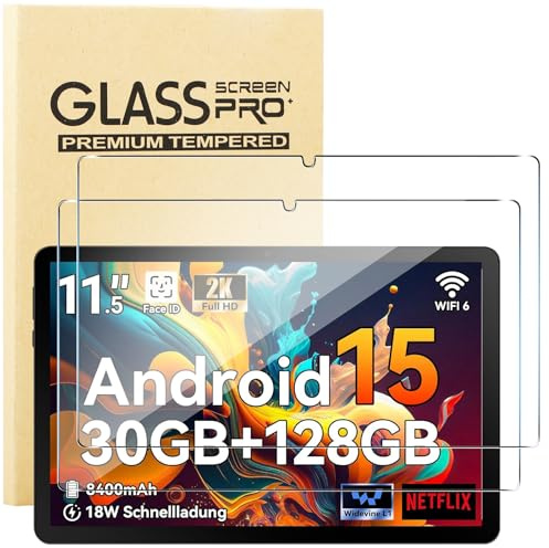 KUSINHOKA Vetro Temperato per Ainmel Android 15 Tablet G9 11.5 Pollici, [2 Pezzi] Durezza 9H Pellicola Protettiva, [Anti-Graffio], [Senza Bolle], HD Trasparente Protezione Schermo Protector Film