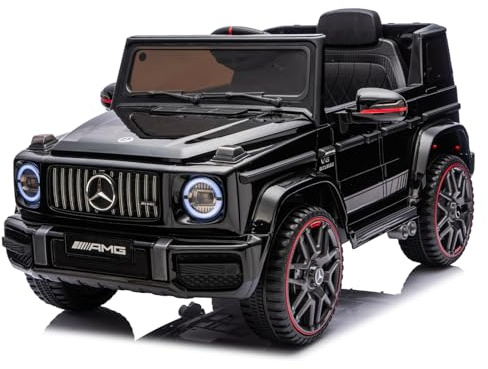 LALAHO Voiture électrique pour Enfants G63 12V Véhicule Electrique Noir | Véhicule Electrique Enfant 3 à 6 Ans avec Télécommande 2.4G，2 Portes avec MP3