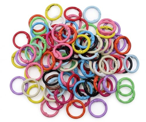 WestCH 100 Piezas Mosquetones Redondos,23mm Anillos de Resorte Redondos,Ganchos de Resorte Anilla Tórica Colores para Mochilas Llaveros DIY Bolsa Manualidades, Aleación de Zinc, 10 Colores