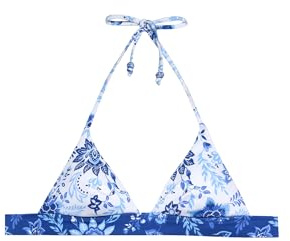 YAMAMAY - Bikini Parte Alta a Triangolo Senza Ferretto, Imbottitura Removibile, Donna, Greta, Blu e Bianco, Stampa Floreale